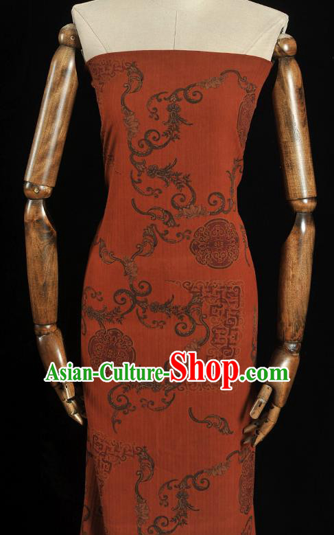 Top Grade Gambiered Guangdong Gauze Fabric Chinese Cheongsam Traditional Palace Wall Pattern Orange Silk Drapery