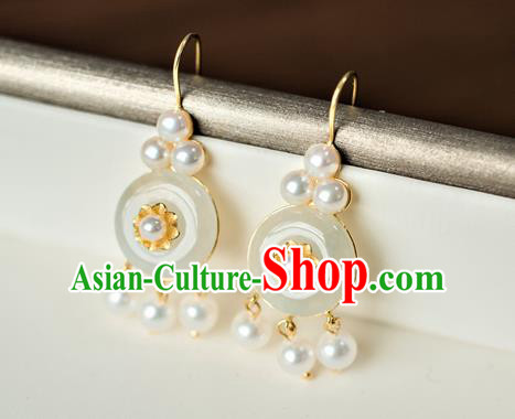 China Traditional Qing Dynasty Jade Earrings Ancient Imperial Concubine Ear Jewelry Accessories