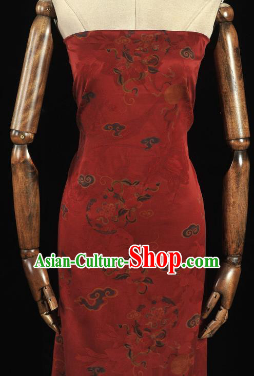 Top Grade Jacquard Gambiered Guangdong Gauze Chinese Cheongsam Fabric Traditional Royal Pattern Red Silk Drapery