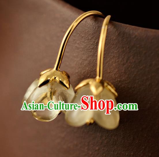 China Ancient Princess Osmanthus Ear Jewelry Accessories Traditional Qing Dynasty Palace Lady Earrings