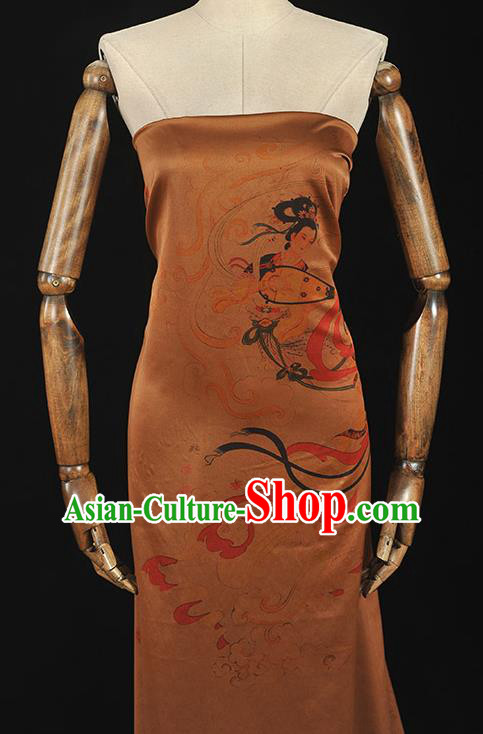 China Classical Gambiered Guangdong Gauze Cheongsam Cloth Traditional Lute Goddess Pattern Silk Fabric