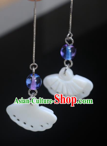 Handmade Chinese National Shell Fan Earrings Traditional Cheongsam Ear Accessories