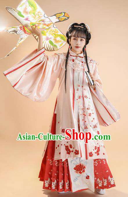 Ancient China Ming Dynasty Royal Princess Pink Dress Traditional Hanfu Historical Clothing