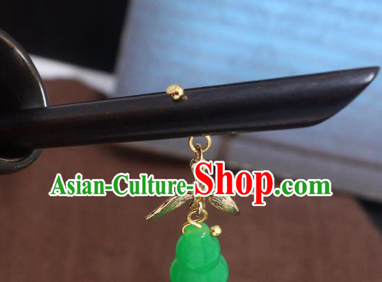 China Handmade Cheongsam Hair Accessories Ebony Hair Stick Classical Jade Gourd Hairpin for Women