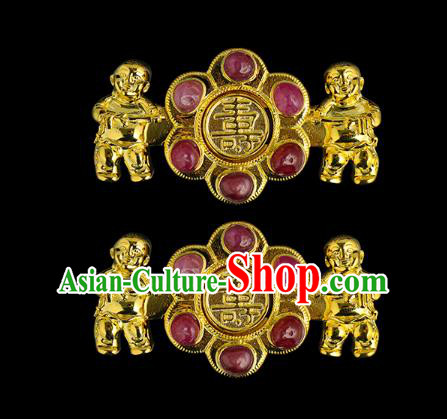 China Ming Dynasty Hanfu Jewelry Accessories Ancient Empress Golden Button for Women