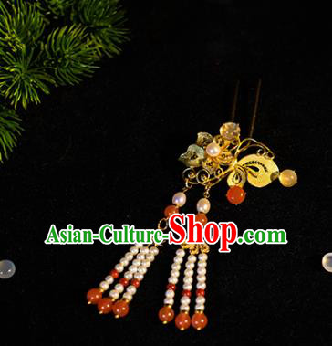 Ancient China Bride Wedding Hairpin Handmade Hair Accessories Traditional Hanfu Tassel Hair Stick