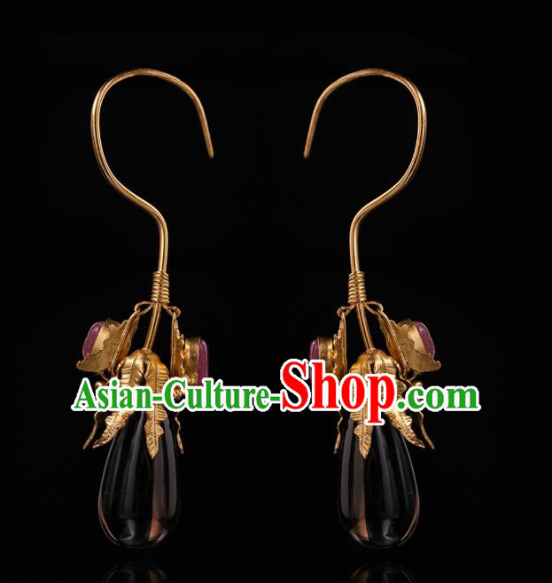 Handmade Chinese Traditional Ming Dynasty Palace Ear Accessories Ancient Court Lady Earrings Jewelry