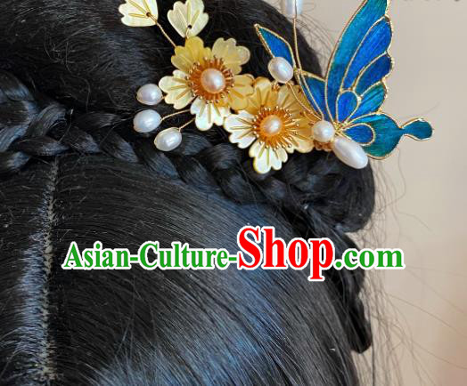 Ancient China Princess Shell Plum Hairpin Handmade Hair Accessories Traditional Hanfu Ming Dynasty Pearls Hair Claw