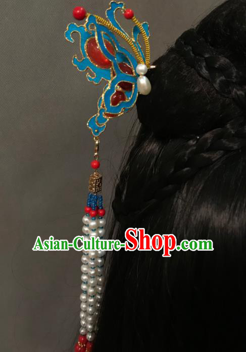 China Ancient Court Tassel Hairpin Handmade Hair Accessories Traditional Ming Dynasty Imperial Consort Butterfly Hair Clip