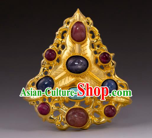 China Traditional Ming Dynasty Court Hairpin Handmade Hair Accessories Ancient Queen Gems Hair Crown