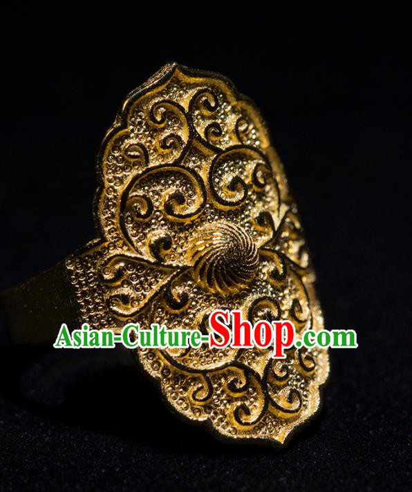 China Tang Dynasty Jewelry Accessories Ancient Empress Golden Ring for Women