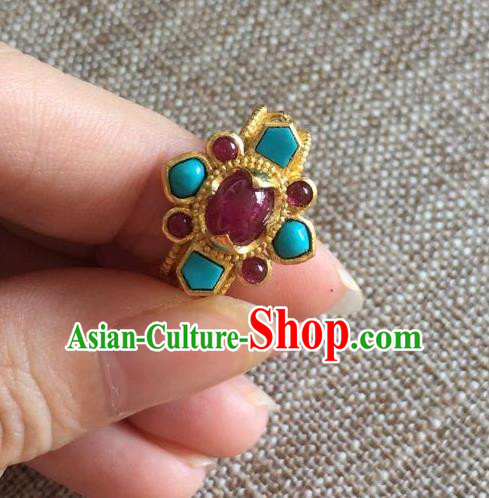 China Tang Dynasty Jewelry Accessories Ancient Imperial Empress Gems Ring for Women