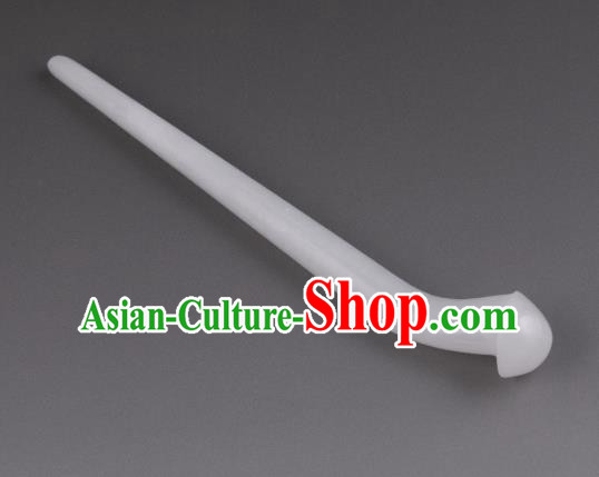 China Ancient Princess White Jade Mushroom Hairpin Handmade Hair Accessories Traditional Song Dynasty Hair Stick