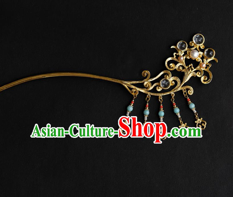 China Tang Dynasty Court Hair Accessories Traditional Hanfu Tassel Step Shake Ancient Princess Hairpin