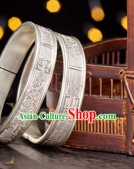 China National Jewelry Accessories Handmade Ancient Court Princess Silver Carving Bracelet