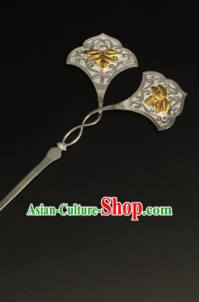 China Ancient Royal Princess Hairpin Handmade Hair Accessories Traditional Tang Dynasty Silver Hair Stick