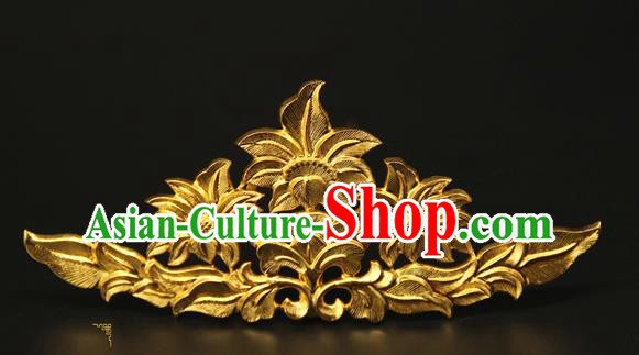 China Handmade Hair Accessories Ancient Tang Dynasty Empress Hairpin Traditional Court Golden Hair Crown