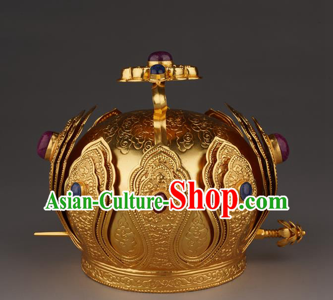 China Handmade Ming Dynasty Emperor Jewelry Accessorie Ancient Royal King Hairdo Crown