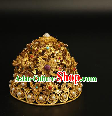 China Ancient Ming Dynasty Phoenix Coronet Handmade Hair Accessories Traditional Court Gems Hair Crown