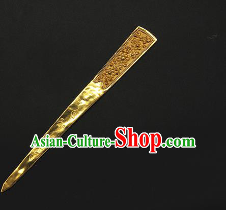 China Traditional Handmade Hairpin Golden Hair Stick Ancient Song Dynasty Court Hair Accessories