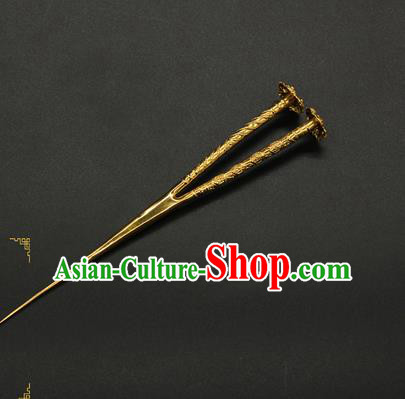 China Ancient Song Dynasty Golden Hair Stick Court Hair Accessories Traditional Handmade Hairpin