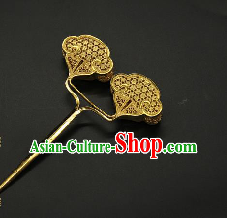 China Traditional Handmade Hairpin Ancient Song Dynasty Golden Hair Stick Court Hair Accessories