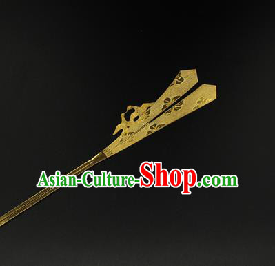 China Tang Dynasty Golden Hair Stick Traditional Handmade Hairpin Ancient Court Hair Accessories