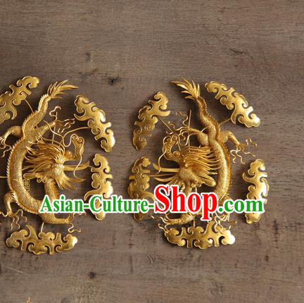 China Ancient Court Woman Hairpin Traditional Qing Dynasty Hair Accessories Handmade Golden Hair Claws