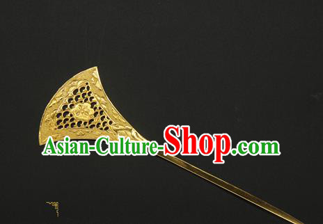 China Handmade Golden Hairpin Traditional Tang Dynasty Hair Stick Ancient Court Empress Hair Accessories