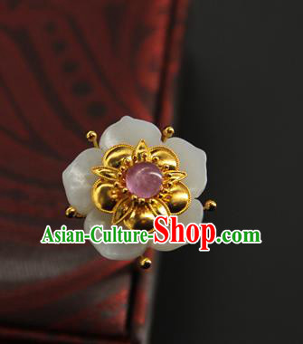 China Handmade Court Hairpin Ancient Empress Hair Accessories Traditional Ming Dynasty Jade Plum Hair Stick