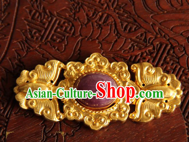 China Handmade Ancient Empress Costume Golden Buckle Ming Dynasty Gilding Butterfly Button