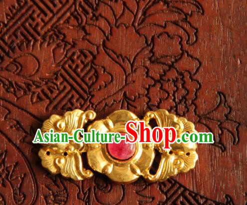 China Handmade Ming Dynasty Snap Fastener Gilding Button Ancient Costume Golden Buckle