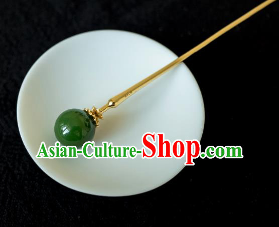 China Ming Dynasty Noble Lady Hairpin Traditional Ancient Hanfu Hair Accessories Young Mistress Jade Hair Stick