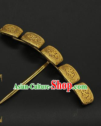 China Traditional Court Queen Hair Stick Ancient Song Dynasty Hair Accessories Handmade Court Golden Hairpin