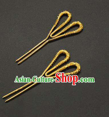 China Traditional Song Dynasty Hair Accessories Handmade Golden Hair Stick Ancient Court Queen Hairpin