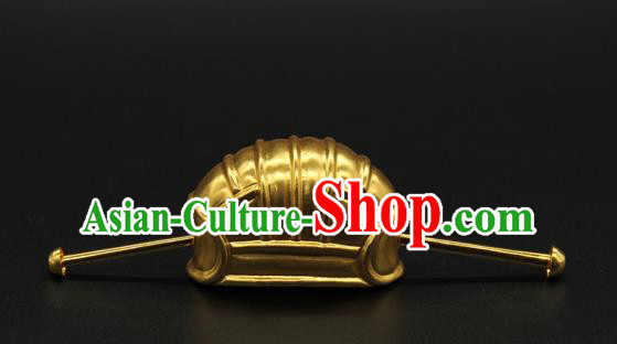 China Handmade Ming Dynasty Lord Hair Accessories Ancient Emperor Golden Hairpin Hairdo Crown