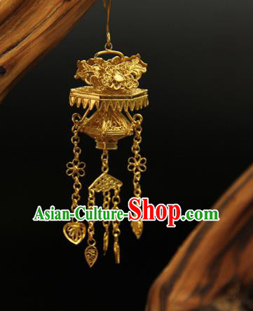 Handmade Chinese Ancient Hanfu Ear Jewelry Accessories Traditional Ming Dynasty Empress Golden Bonsai Earrings