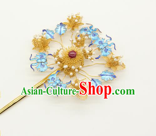 China Ancient Empress Cloisonne Bats Hairpin Traditional Qing Dynasty Palace Hair Accessories Handmade Court Hair Stick
