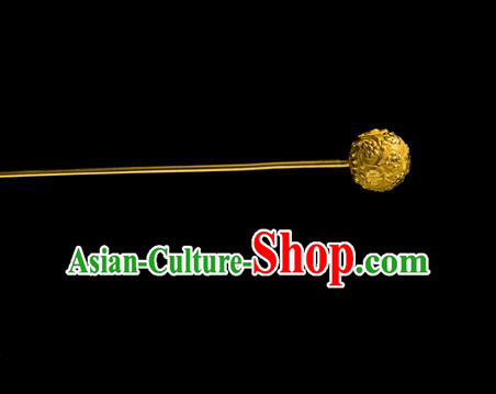 China Ancient Empress Golden Hairpin Traditional Song Dynasty Palace Hair Accessories Handmade Court Hair Stick