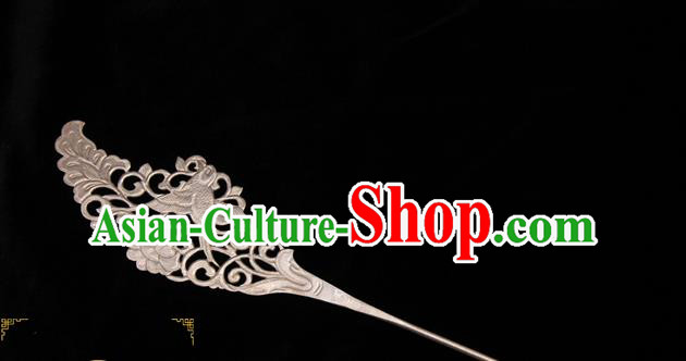 China Traditional Handmade Tang Dynasty Queen Hair Accessories Ancient Empress Hairpin Hanfu Silver Hair Stick