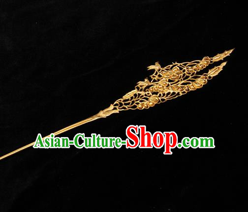 China Hanfu Golden Hair Stick Traditional Handmade Tang Dynasty Queen Hair Accessories Ancient Empress Hairpin