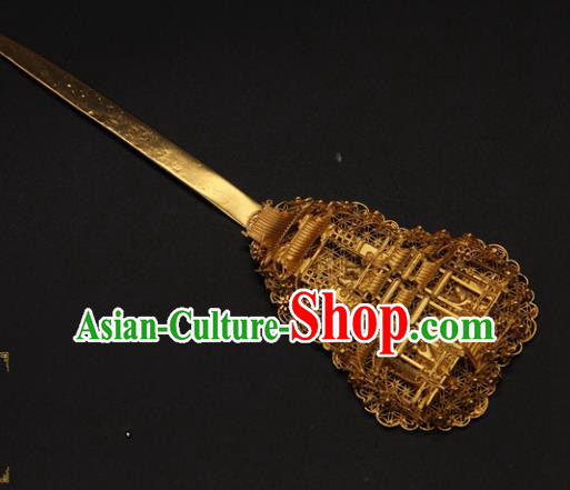 China Handmade Ming Dynasty Hair Stick Traditional Queen Hair Accessories Ancient Empress Golden Palace Hairpin