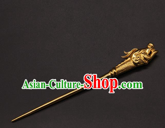 China Ancient Empress Golden Dragon Hair Stick Traditional Court Hair Accessories Handmade Song Dynasty Hairpin