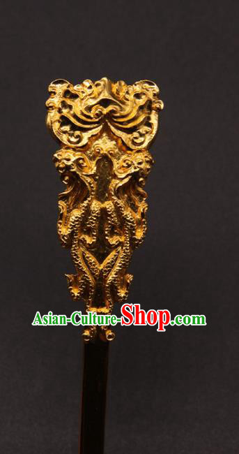 China Handmade Yuan Dynasty Carving Teamscorpion Hairpin Traditional Palace Hair Accessories Ancient Empress Hair Stick