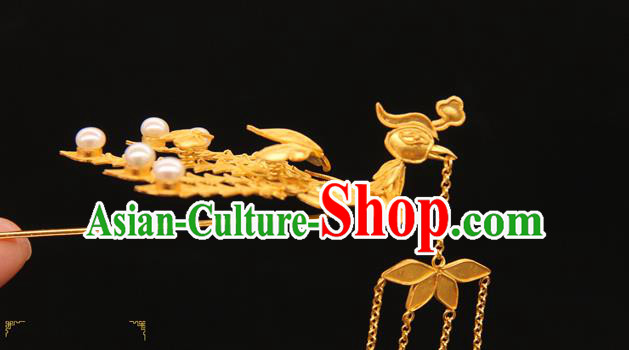 China Traditional Qing Dynasty Pearls Phoenix Hair Stick Queen Hair Accessories Handmade Ancient Empress Hairpin