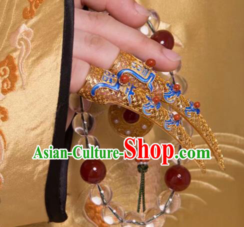 Handmade Chinese Traditional Court Jewelry Ancient Qing Dynasty Imperial Consort Accessories Blueing Nail Wrap