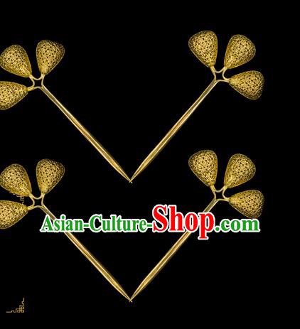 China Handmade Court Golden Hairpin Traditional Song Dynasty Palace Hair Accessories Ancient Empress Hair Stick