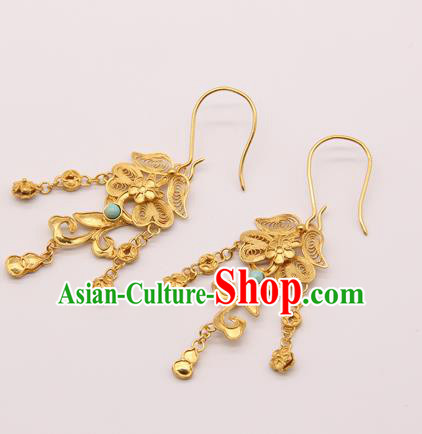 Handmade Chinese Traditional Qing Dynasty Palace Ear Accessories Ancient Imperial Consort Earrings Jewelry