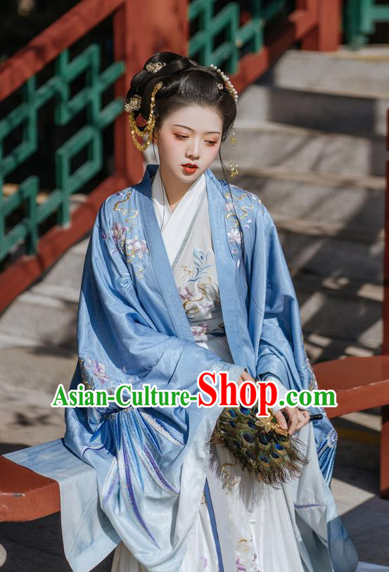 Ancient China Jin Dynasty Imperial Concubine Clothing Traditional Court Woman Embroidered Hanfu Dress