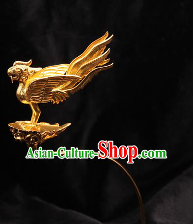 China Ancient Empress Golden Bird Hair Stick Handmade Hairpin Traditional Song Dynasty Hair Accessories